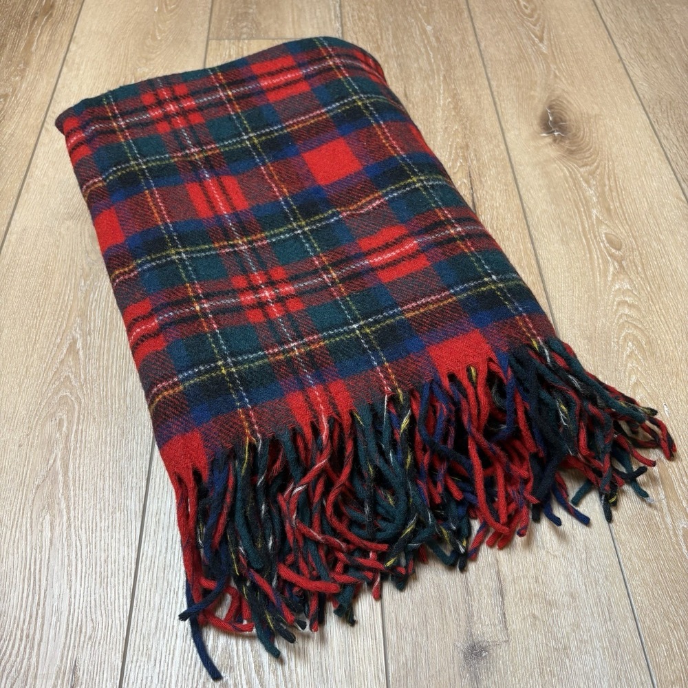 VTG Pendleton Virgin Wool Plaid Stadium Blanket Robe in a Bag Case Seat Cushion